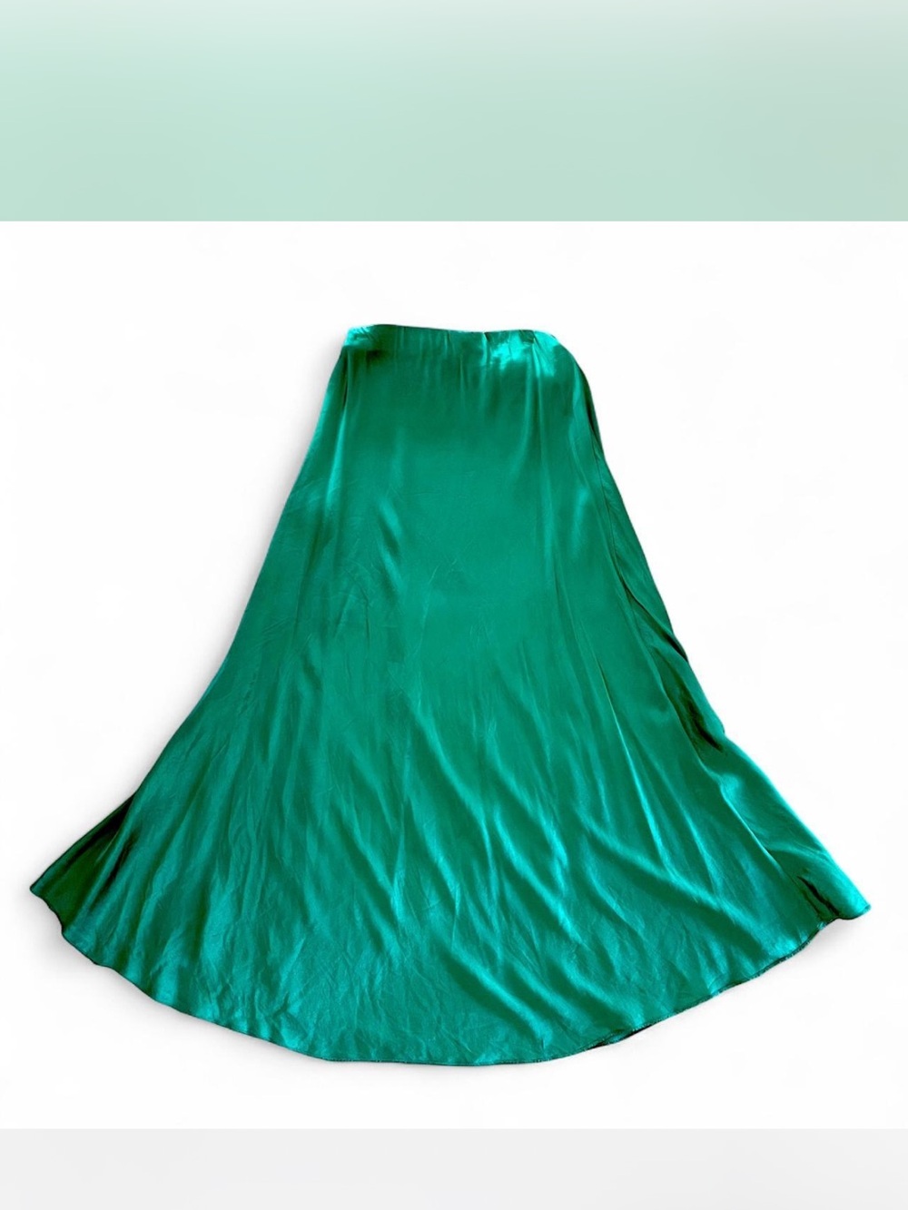 Emerald Green Authentic Italian Satin Full Length Skirt
